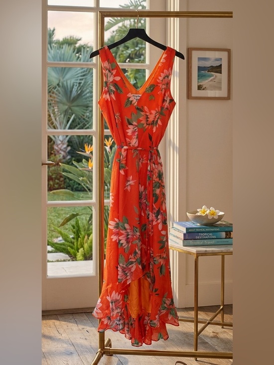 Tommy Bahama Dresses & Skirts - Tommy Bahama Orange Floral High-Low Maxi Dress